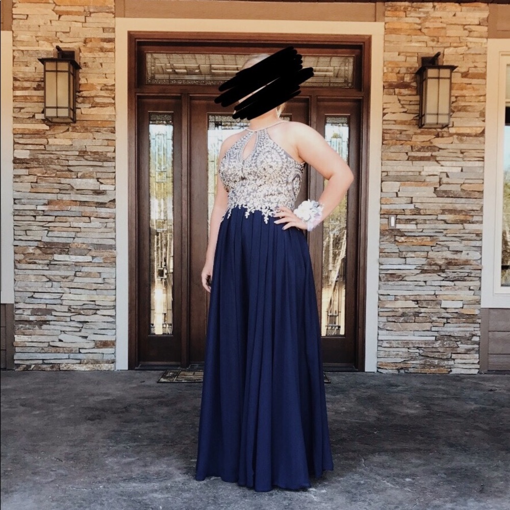 Navy & Gold, David & Johnny Prom Dress